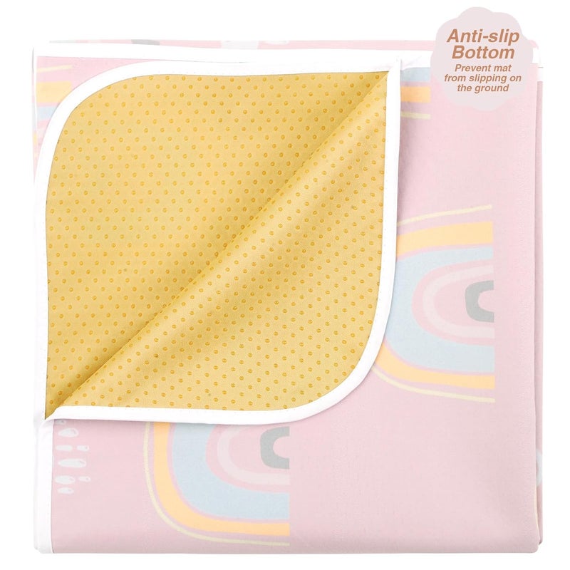 CLCROBD Splat Mat for Under High Chair/Arts/Crafts by , 51" Baby Anti-Slip Food Splash and Spill Mat for Eating Mess, Waterproof Floor Protector and Table Cloth (Rainbow Pink) - Image 2